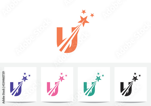 Modern and Initial letter U with star abstract logo and icon design