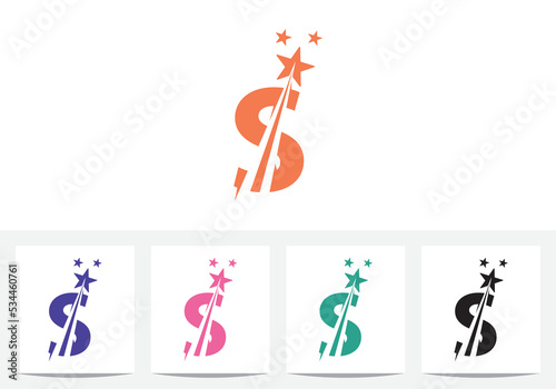 Initial modern S letter logo on Star in vector