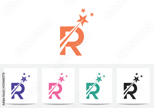 Modern Letter R With Star Abstract Logo And Icon Design Template In Vector