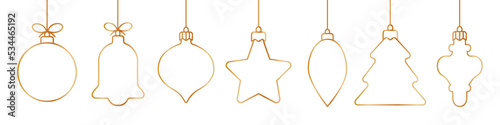 Obraz na plátne Christmas ball golden line icon