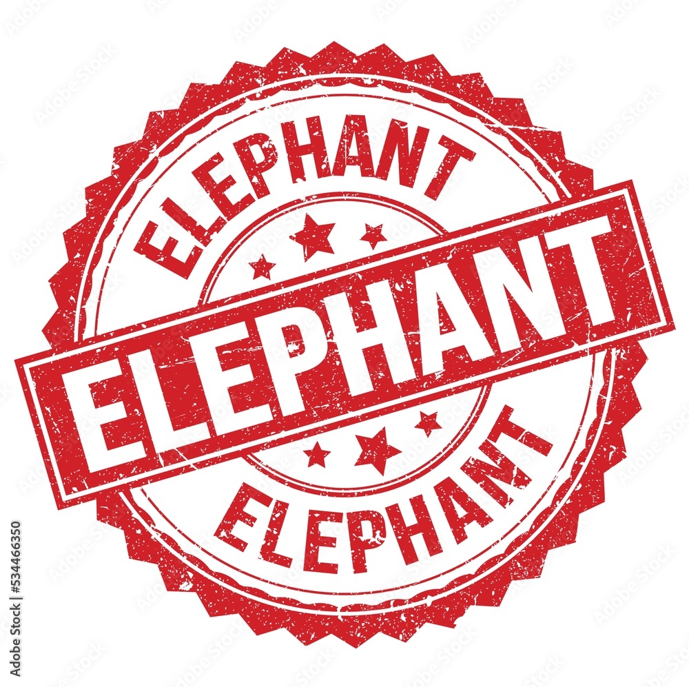 ELEPHANT text on red round stamp sign