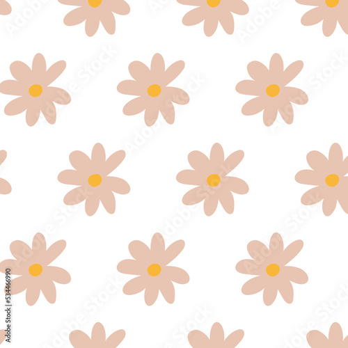Retro pattern with 70s flowers. Vector illustration. Groovy pattern with flowers.Seamless pattern.