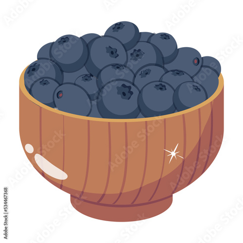 A flat icon of berries bowl 
