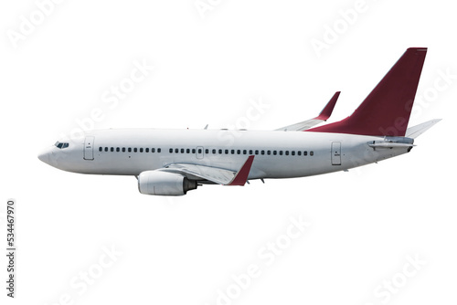 Passenger airplane fly isolated on transparent background