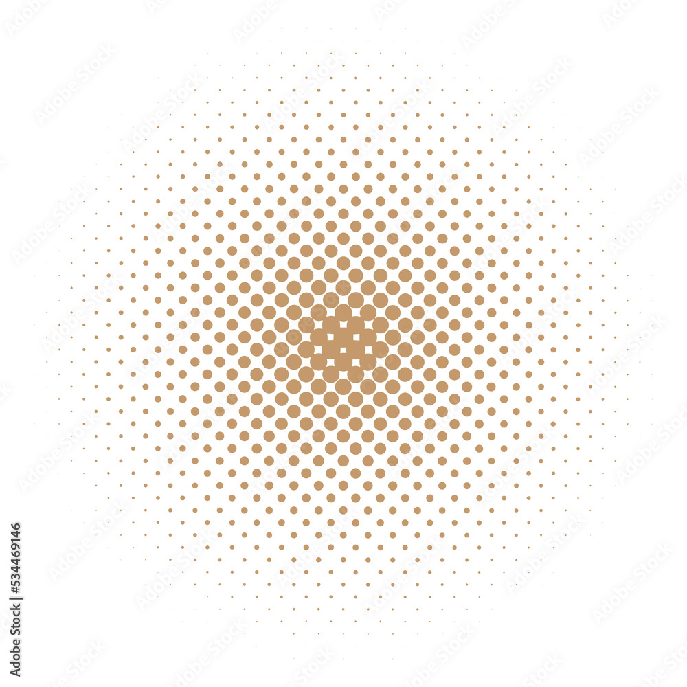 Brown comic halftone round shape decoration.