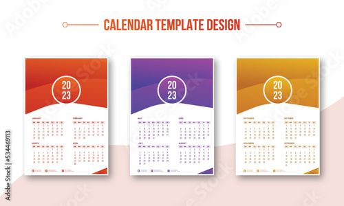 Wall calendar template 2023