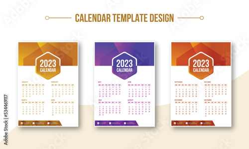 Wall calendar template 2023
