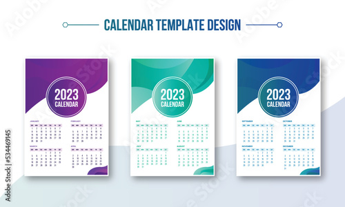 Wall calendar template 2023