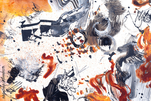 Φωτογραφία Contemporary style abstract expressionism designed on canvas with chaotic elements and shapes