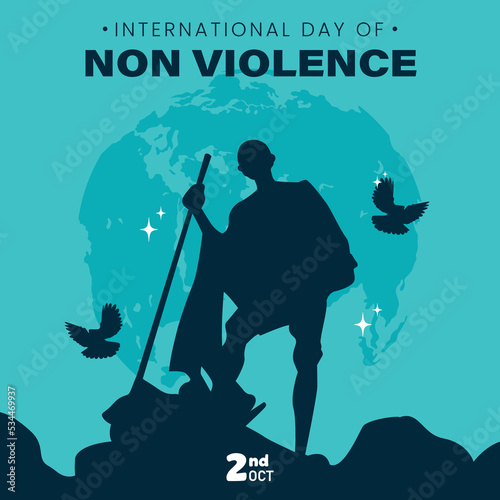Mahatma Gandhi Jayanti's birthday with the International Day of Non-Violence concept on 2 October. adobe illustrator.