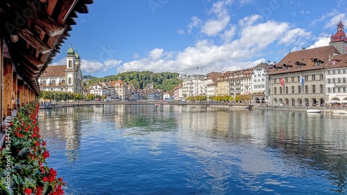 View over the inner city area and the river Reuss in Lucerne