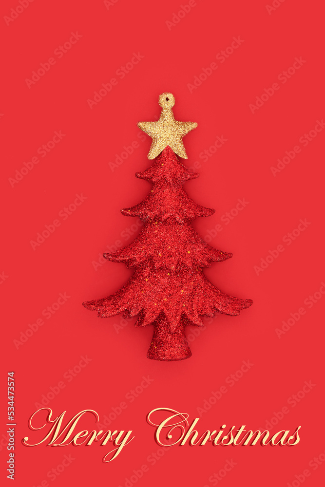 Merry Christmas sparkling bauble tree decoration on red background with text. Traditional retro ornament for the festive Xmas holiday season. Merry Christmas sparkling bauble tree decoration on red background with text. Traditional retro ornament for the festive Xmas holiday season.