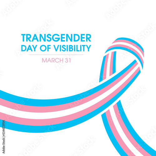 Transgender Day of Visibility vector. Transgender awareness pride ribbon icon isolated on a white background. Symbol of the transgender community design element. March 31. Important day