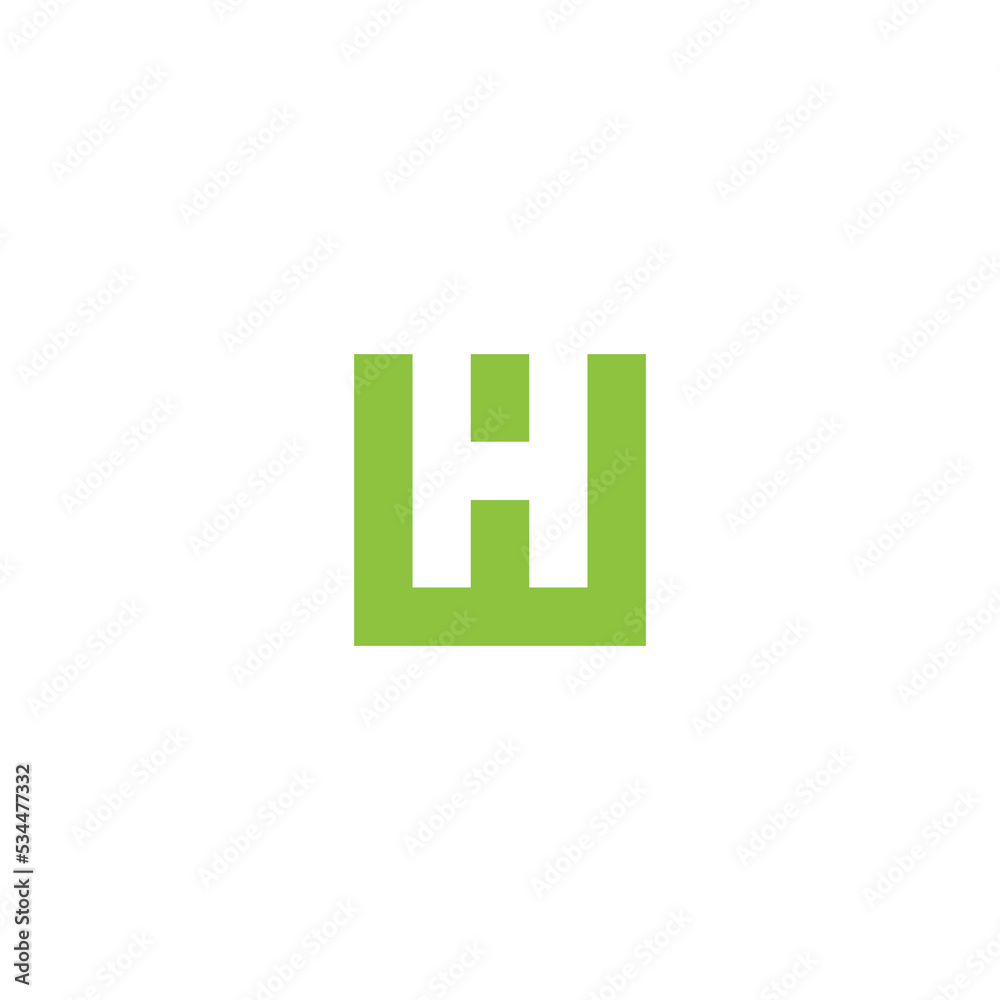 letter hw square green geometric simple logo vector letter hw square green geometric simple logo vector
