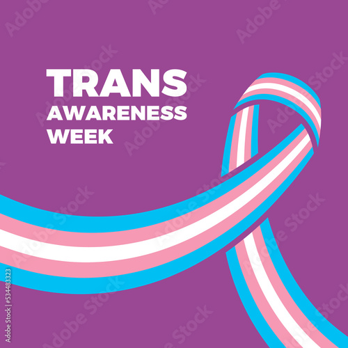 Trans Awareness Week vector. Transgender awareness pride ribbon icon isolated on a purple background. Symbol of the transgender community design element. Important day