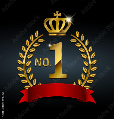 No.1 medal icon illustration | text space