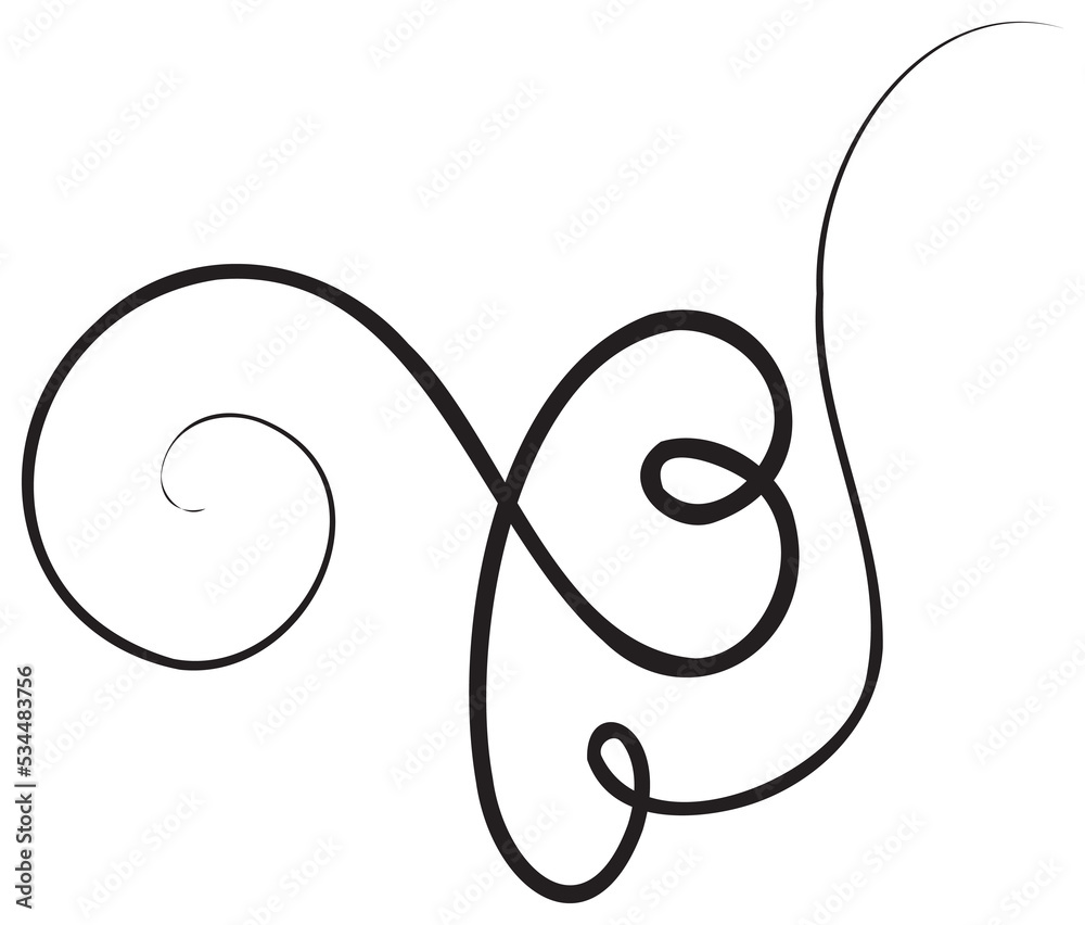 Calligraphic design element with black thin line. PNG with transparent background. Calligraphic design element with black thin line. PNG with transparent background.