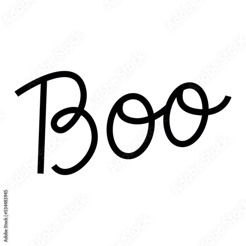 Lettering handwritten word boo. Halloween calligraphy. Vector phrase on isolated background