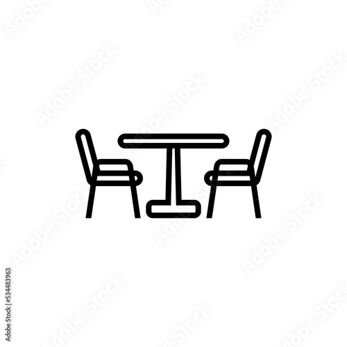 Cafe table. Dinner seat line icon © Jovana