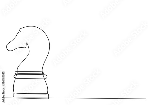 Continuous one line drawing of chess piece horse. Vector illustration