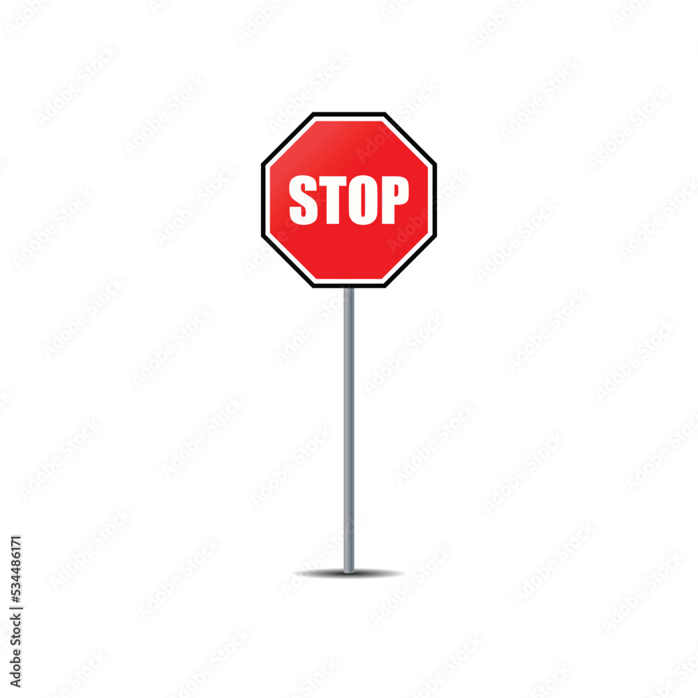 Stop road sign on post pole vector graphics Stop road sign on post pole vector graphics