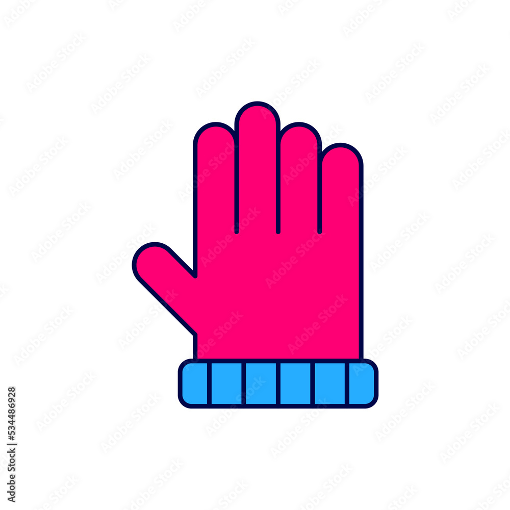 Obraz premium Filled outline Christmas mitten icon isolated on white background. Vector