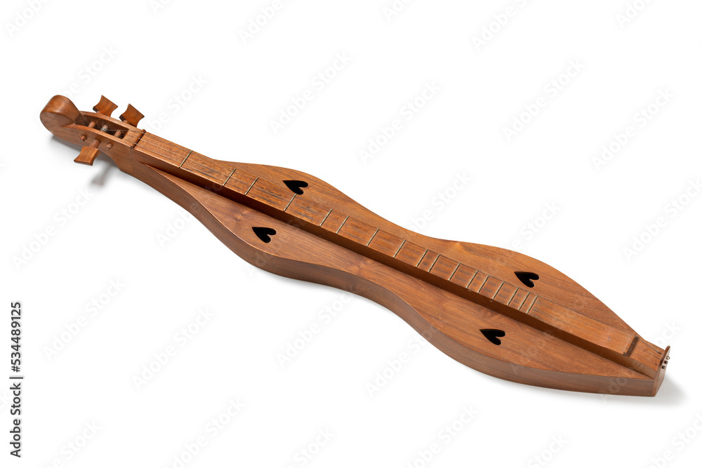 Traditional Appalachian mountain Dulcimer isolated on white background