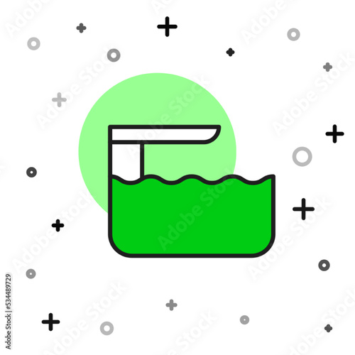 Filled outline Diving board or springboard icon isolated on white background. Vector