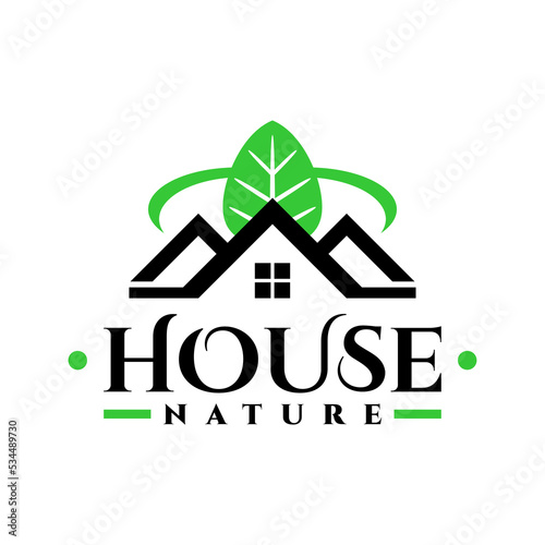 illustration of a house and a leaf. good for any business related to housing or real estate.
