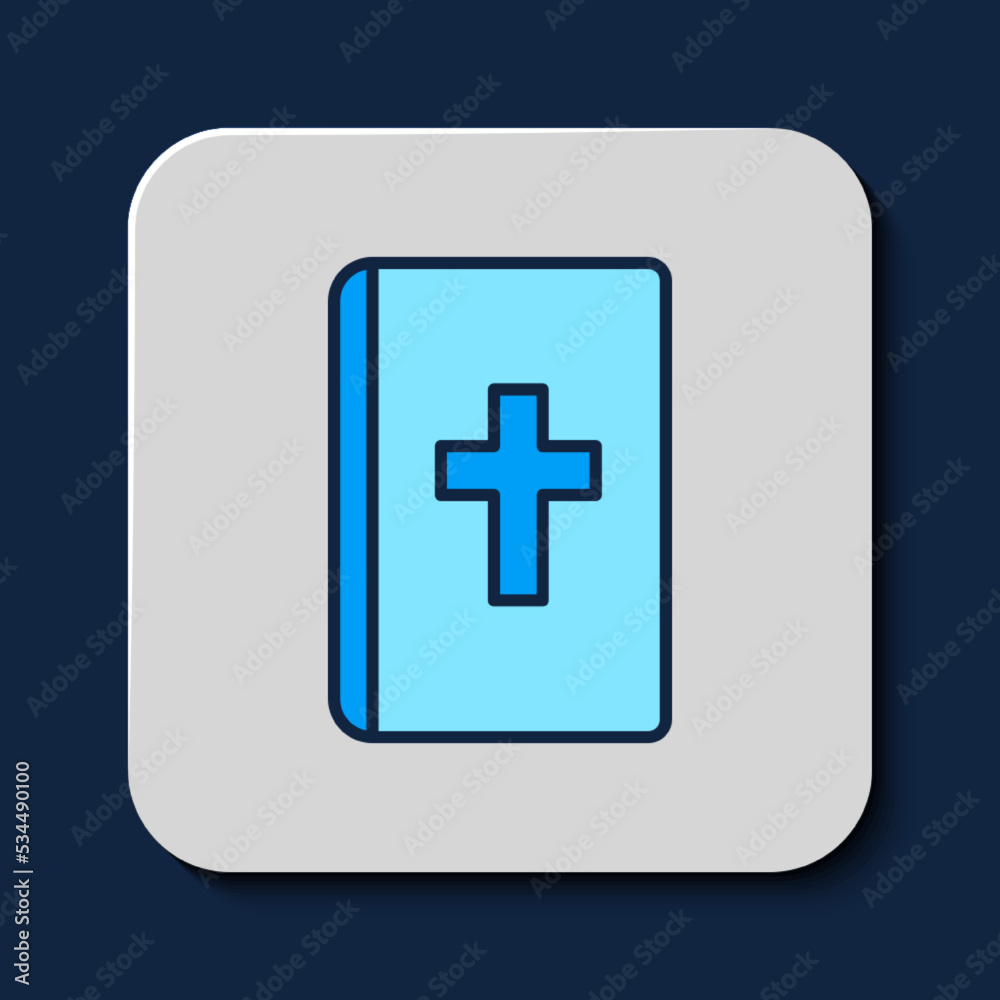 Filled outline Holy bible book icon isolated on blue background. Vector Filled outline Holy bible book icon isolated on blue background. Vector