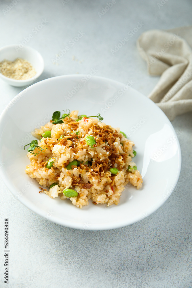 Fried rice with edamame beans