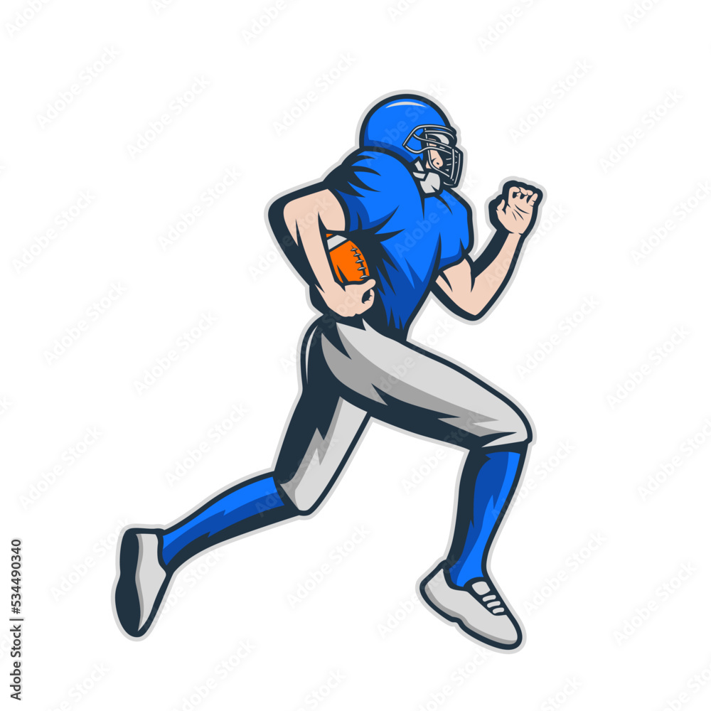 American football players isolated. American football player illustration. football player kick and dribble.