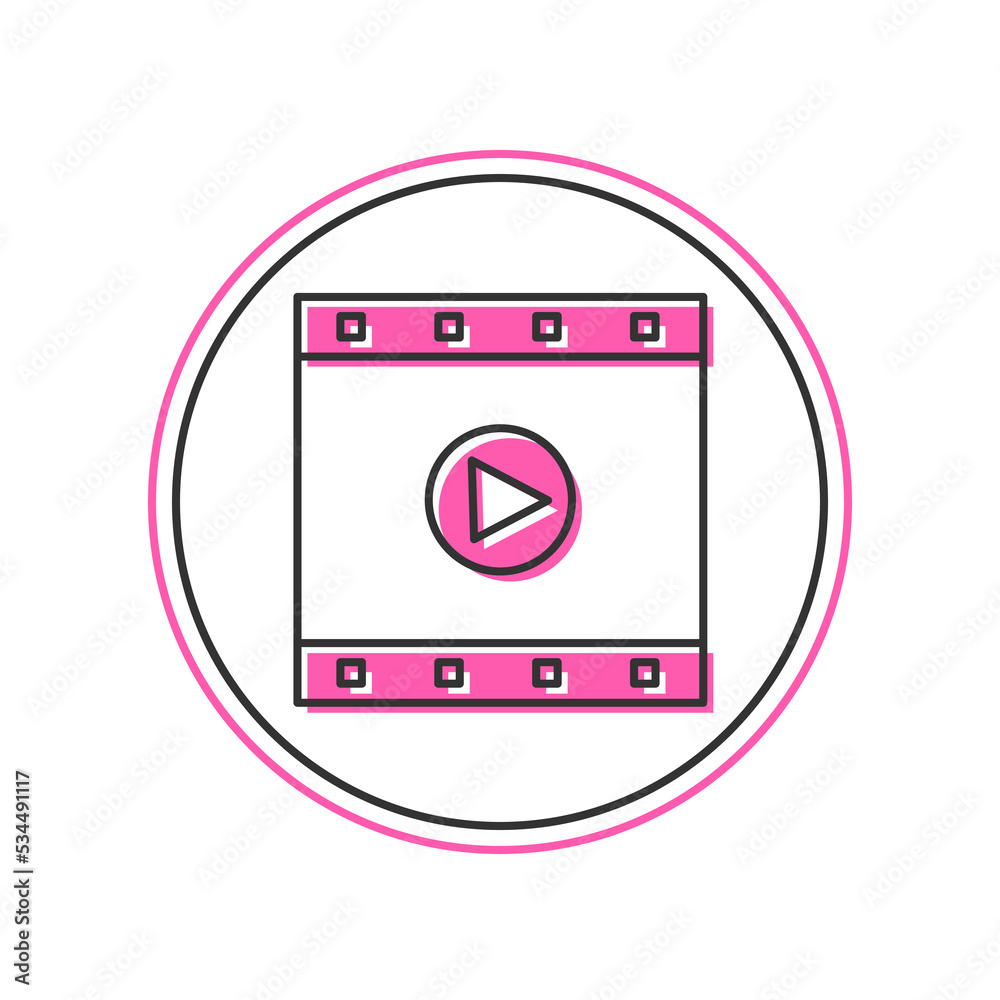 Filled outline Play Video icon isolated on white background. Film strip sign. Vector Filled outline Play Video icon isolated on white background. Film strip sign. Vector