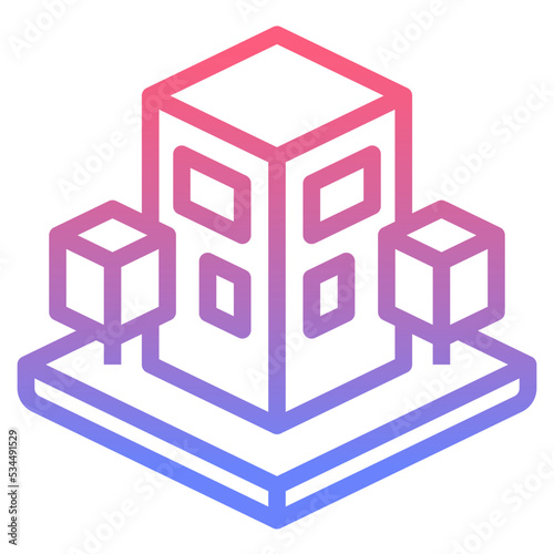 Building line gradient icon