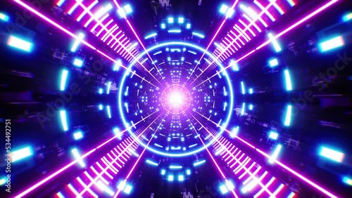 Glowing Purple and Blue Light Tunnel Railway VJ Loop photo