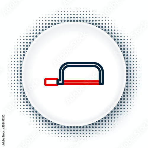 Line Hacksaw icon isolated on white background. Metal saw for wood and metal. Colorful outline concept. Vector