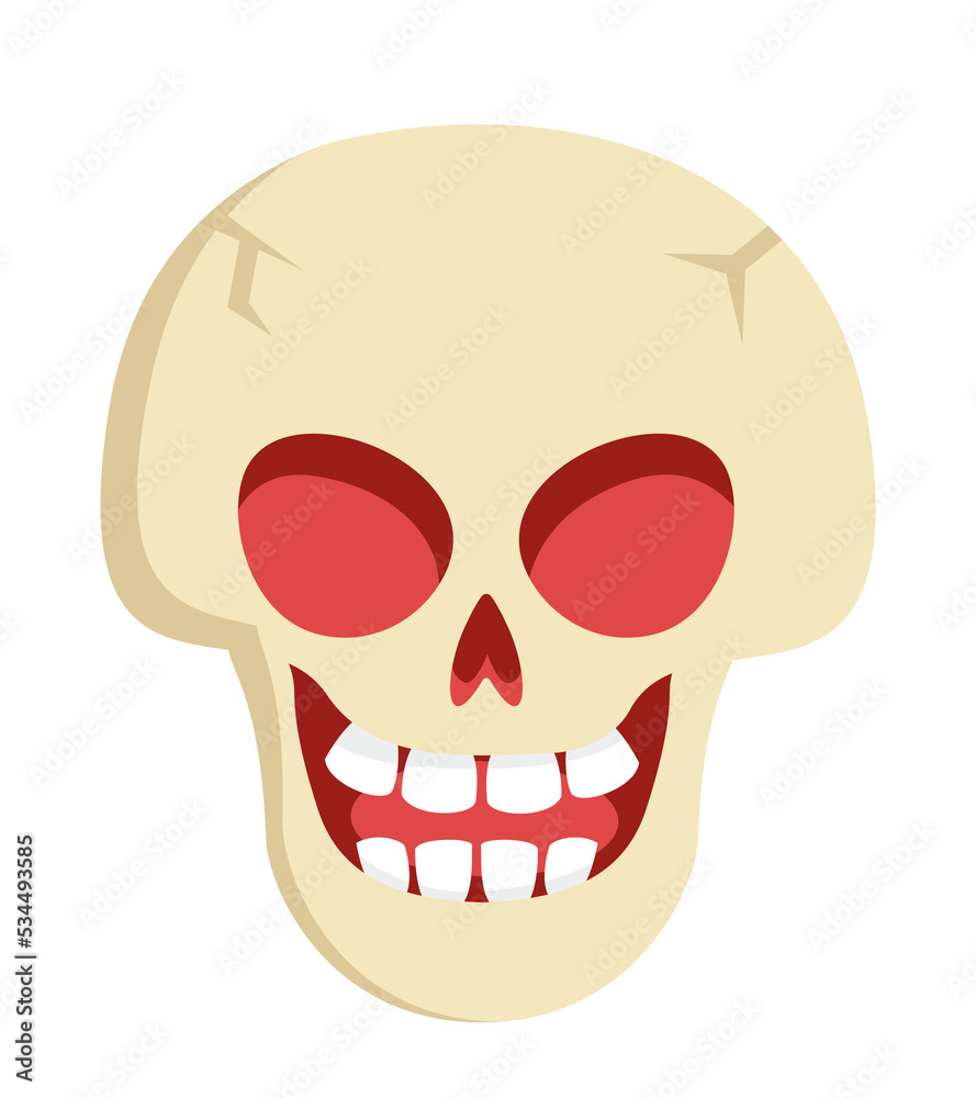 Scary skull in cartoon style. Halloween design element. Scary skull in cartoon style. Halloween design element.