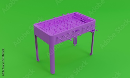 3d illustration  foosball game  green background  3d rendering.