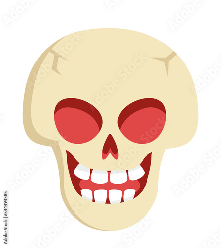 Scary skull in cartoon style. Halloween design element.