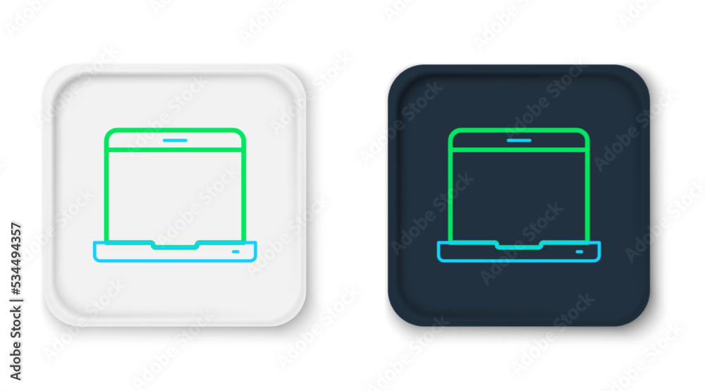 Line Laptop icon isolated on white background. Computer notebook with empty screen sign. Colorful outline concept. Vector Line Laptop icon isolated on white background. Computer notebook with empty screen sign. Colorful outline concept. Vector