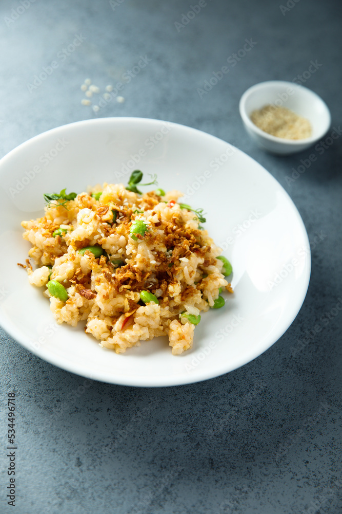 Fried rice with edamame beans