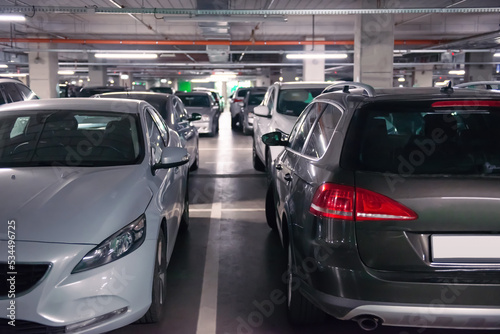 View of different cars in underground parking