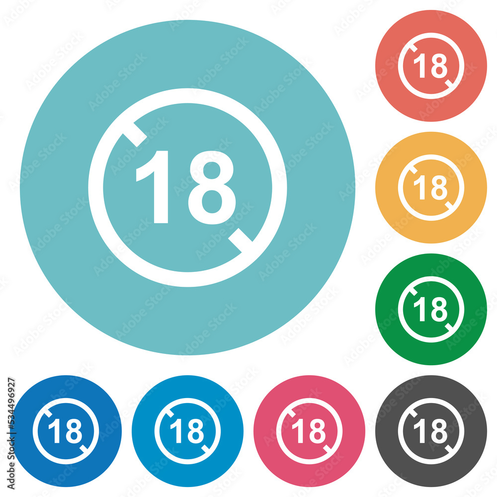Not allowed under 18 flat round icons