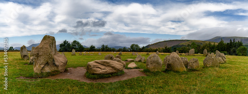panorama view of the Castlerigg Stone Circle in the Lake District National Park in Cumbria photo