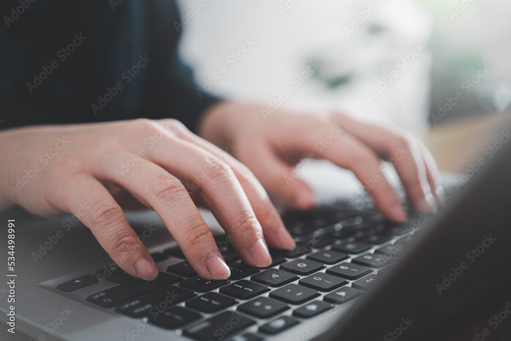 Business concept. Woman using laptop to work on office desk. Business concept. Woman using laptop to work on office desk.