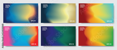 Set covers horizontal posters concept template design with modern minimal style for corporate identity, social media advertising, branding, or promotion. Minimalist cover with dynamic fluid gradient