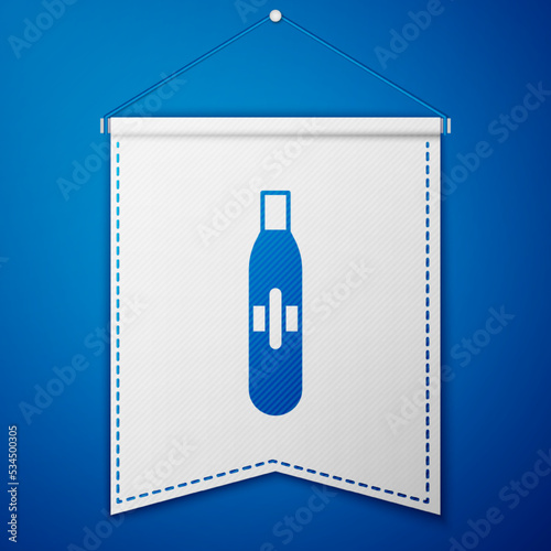 Blue Electronic cigarette icon isolated on blue background. Vape smoking tool. Vaporizer Device. White pennant template. Vector