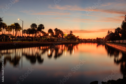 Orange Sky reflection over South Tampa's inlet © steven