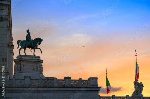 The majestic Altar of the Fatherland in Rome: it is the emblem of Italy in the world, symbol of change, of the Risorgimento and of the Constitution. photo