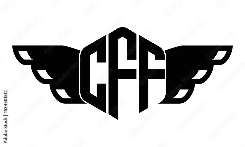 CFF three-letter butterfly iconic logo design vector template | polygon ...